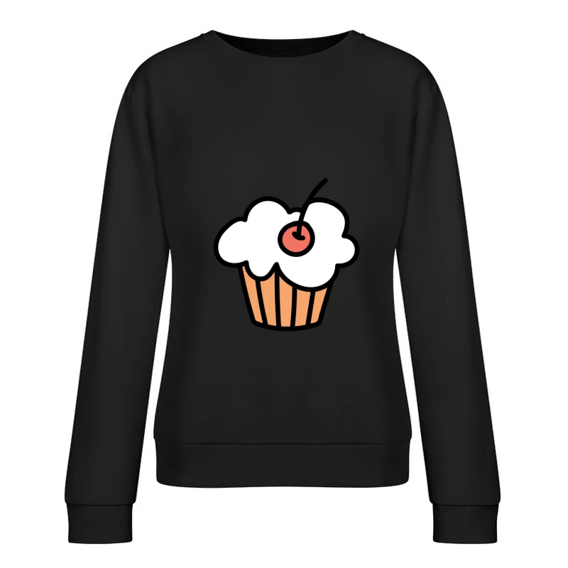 Cupcake avec Cerise Dessinée à la Main Femme Sweat-shirt à enfiler
