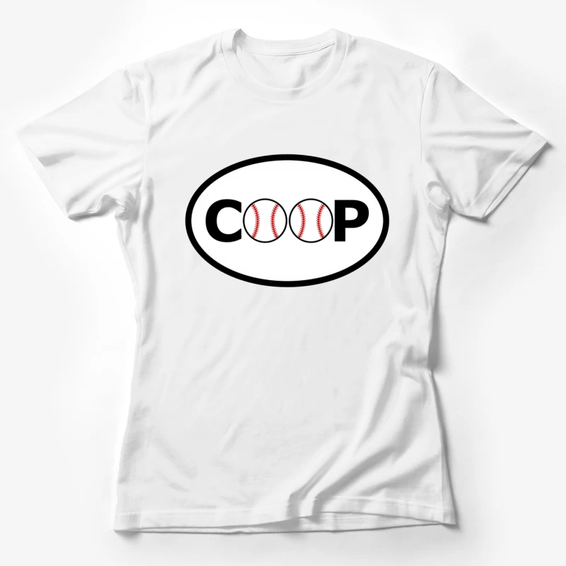 Baseball-Themed COOP Logo Design Female T-Shirt