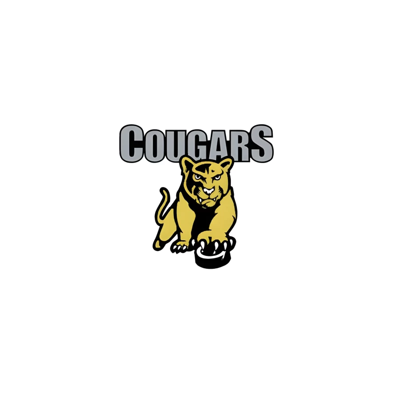 Fierce Yellow Cougar Sports Team Logo with Gray Text iPhone Case