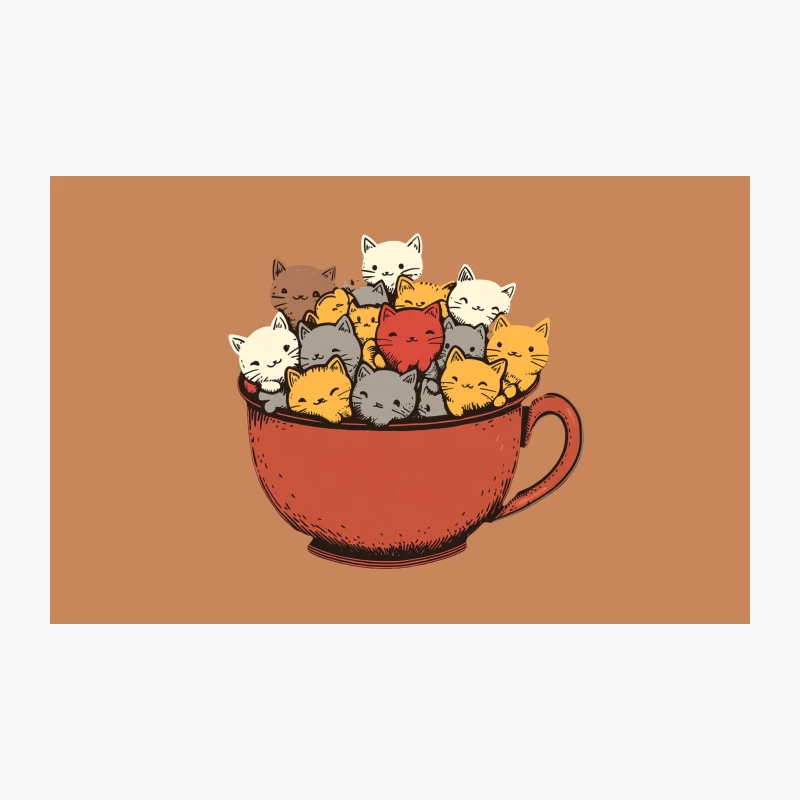 Adorable Cartoon Kittens in Coffee Cup Illustration Travel Mug