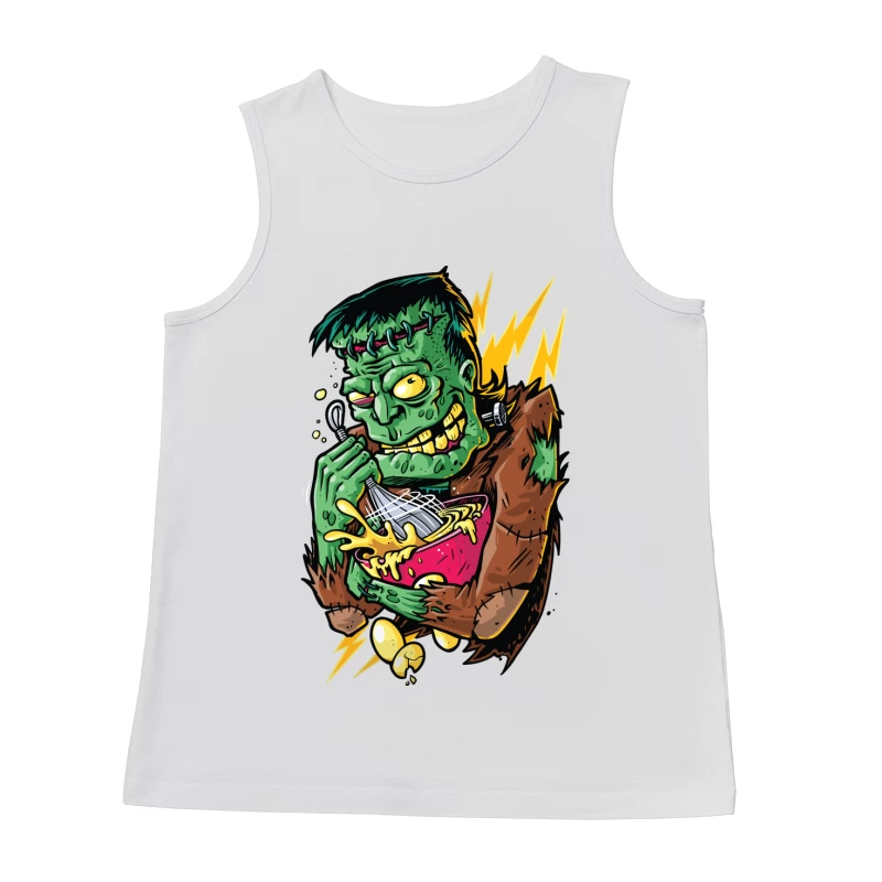 Playful Cartoon Frankenstein Monster with Food Male Tank Top