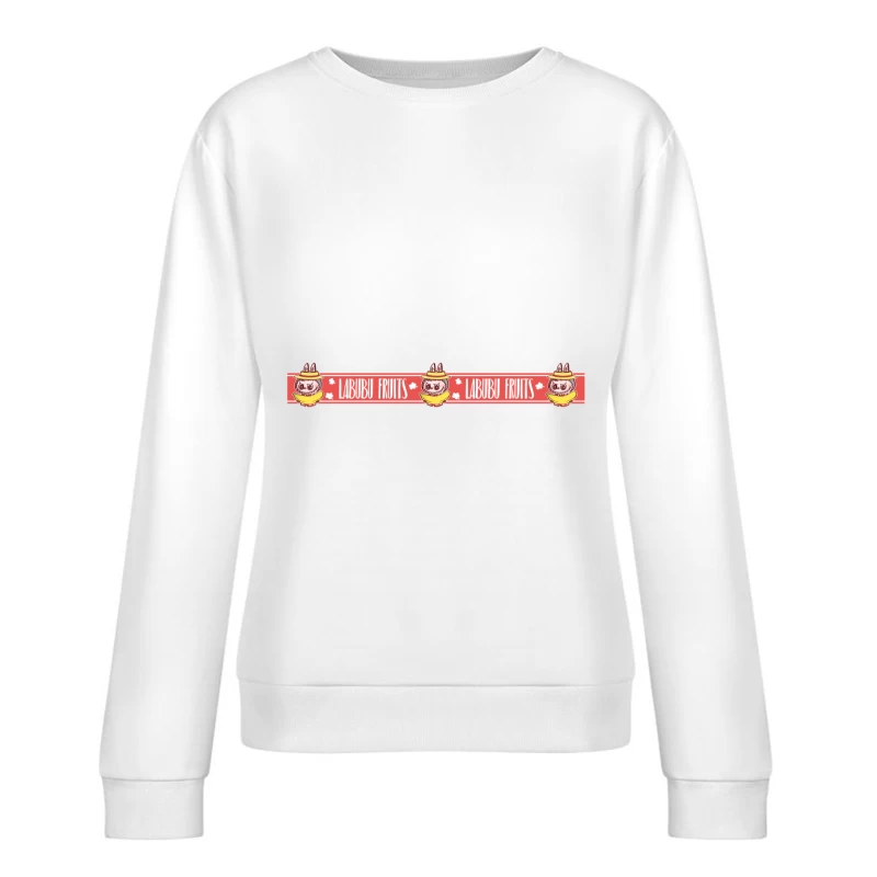 Labubu Illustrationen mit Fruchtmuster Damen Pullover Sweatshirt