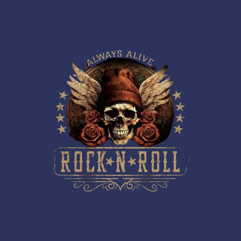 Rock and Roll Skull with Wings and Roses Male T-Shirt
