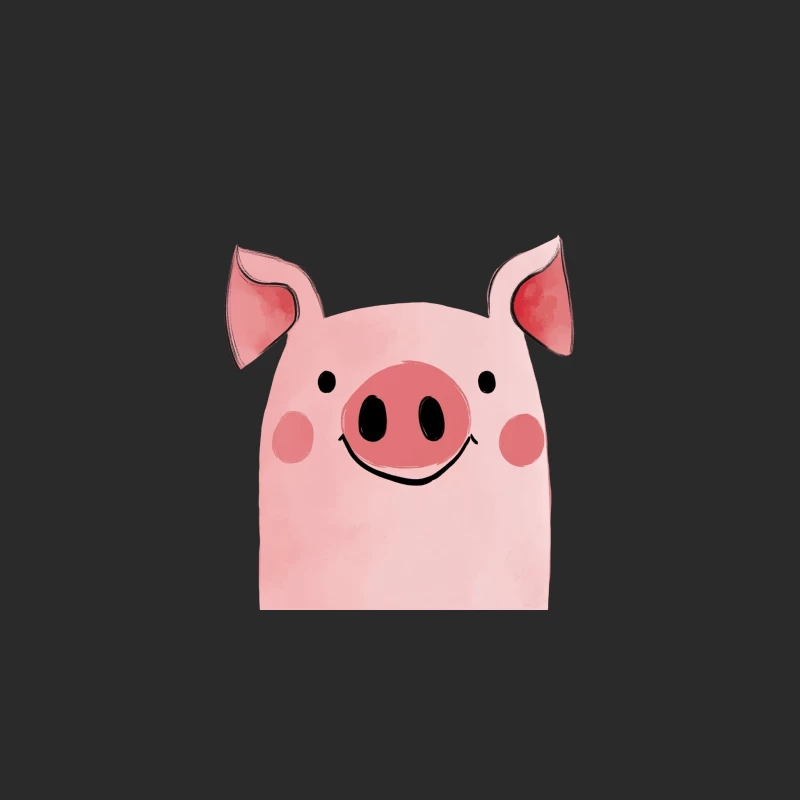 Cute Smiling Cartoon Pig Illustration Baseball Cap