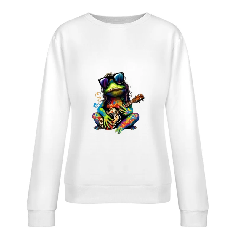 Bunter Frosch mit Gitarre Damen Pullover Sweatshirt