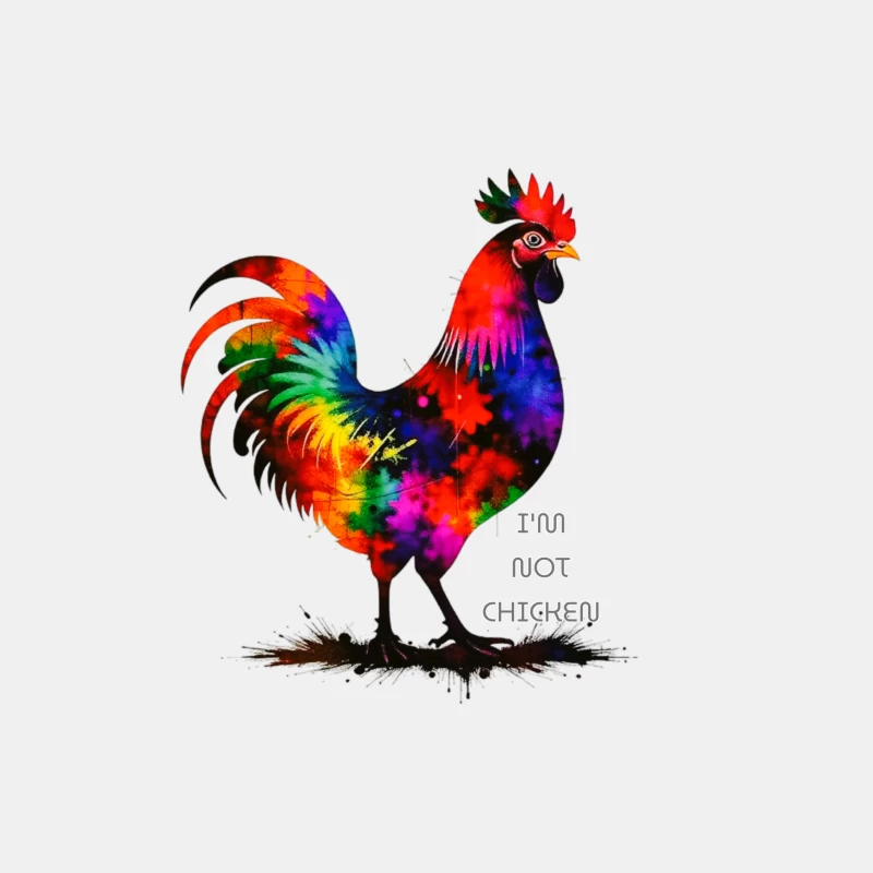 Rainbow Watercolor Rooster with Text Male Tank Top