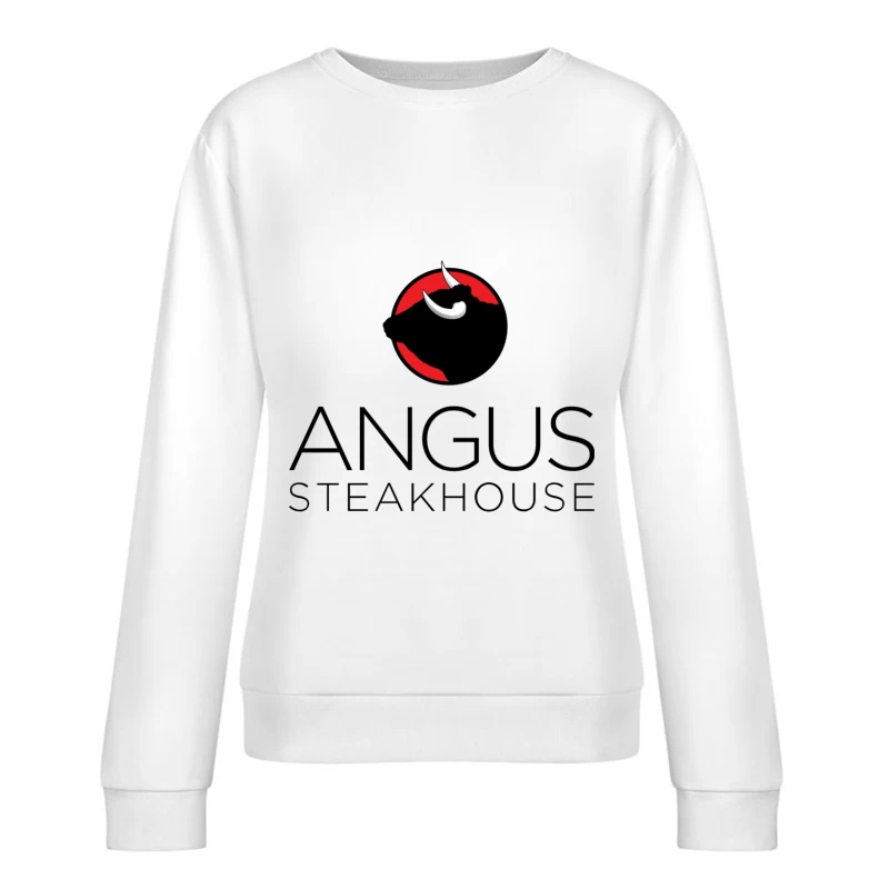 Angus Steakhouse Modern Logo with Bull Silhouette Female Pullover Sweatshirt