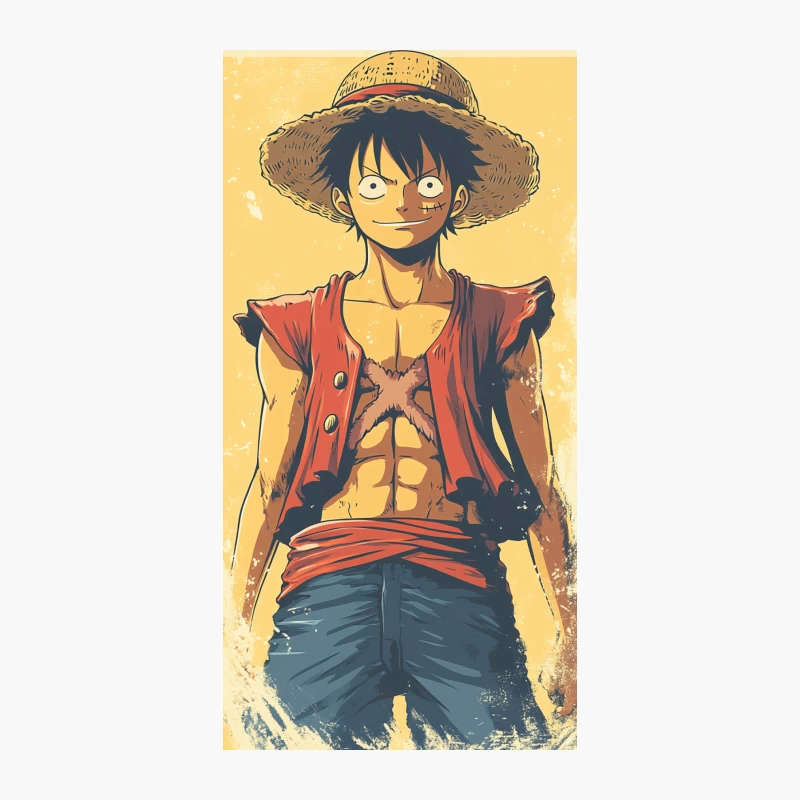 Iconic One Piece Protagonist: Straw Hat Pirate Illustration iPhone Case