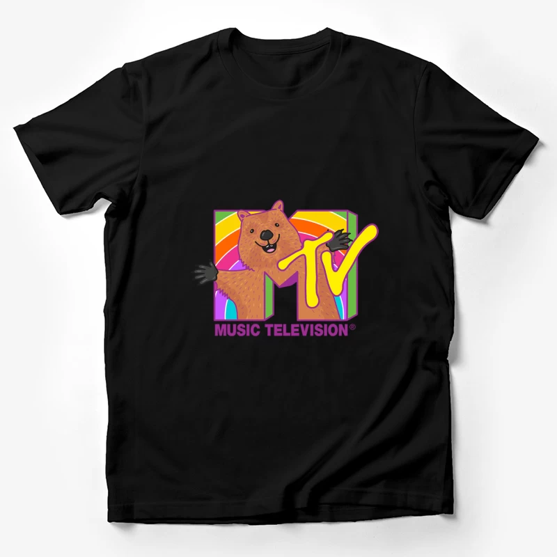 Kreatives MTV-Logo mit Bär und Regenbogen Herren T-Shirt