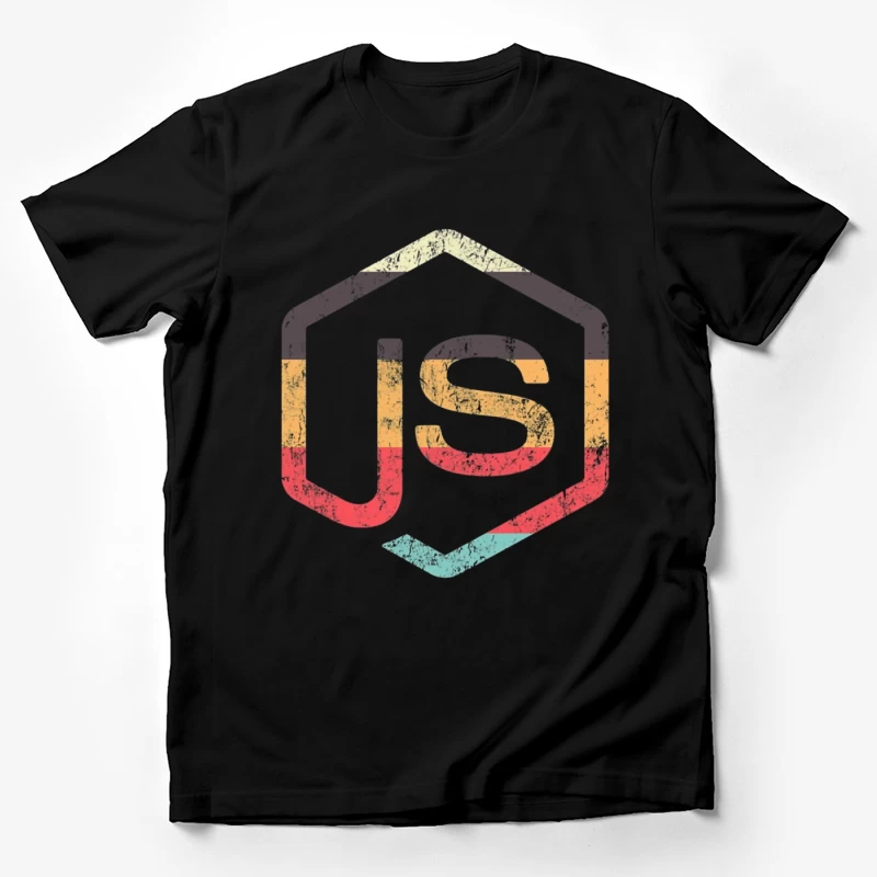 Vintage JavaScript Hexagonal Logo Design Male T-Shirt