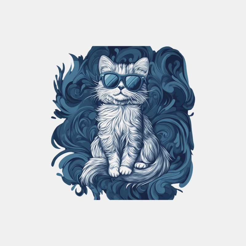 Cool Cat in Shades: Stylish Feline Illustration Male Tank Top