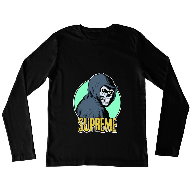 Gruseliges Skelett mit Supreme-Schriftzug Damen Langarm T-Shirt