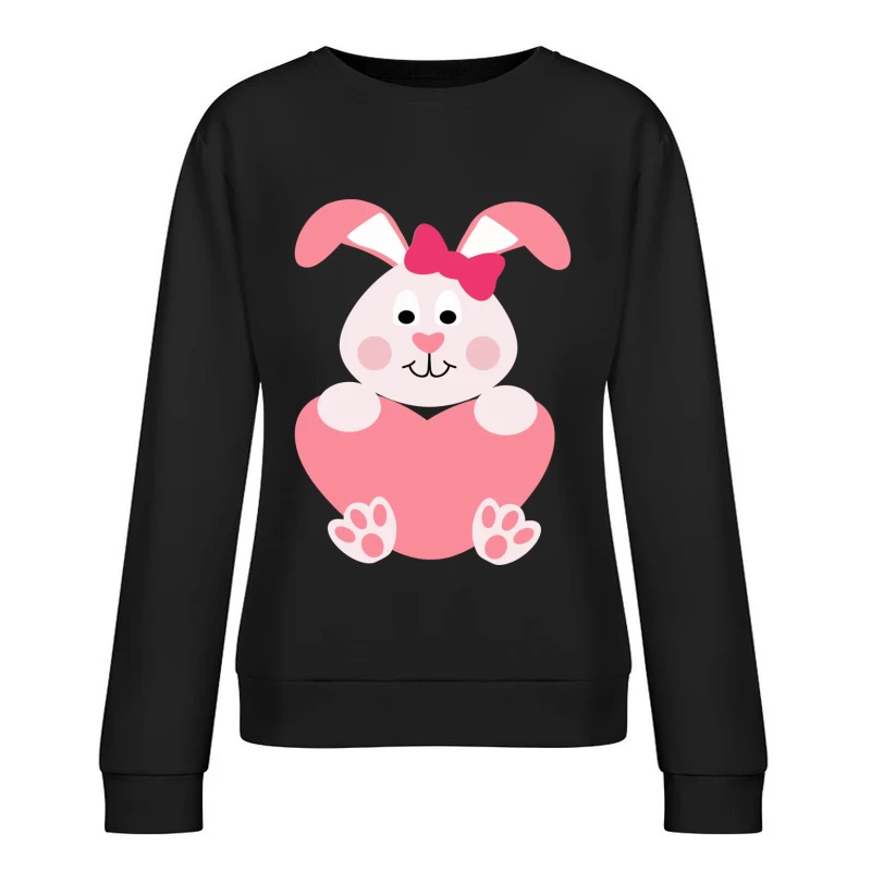 Lapin mignon avec cœur rose Femme Sweat-shirt à enfiler