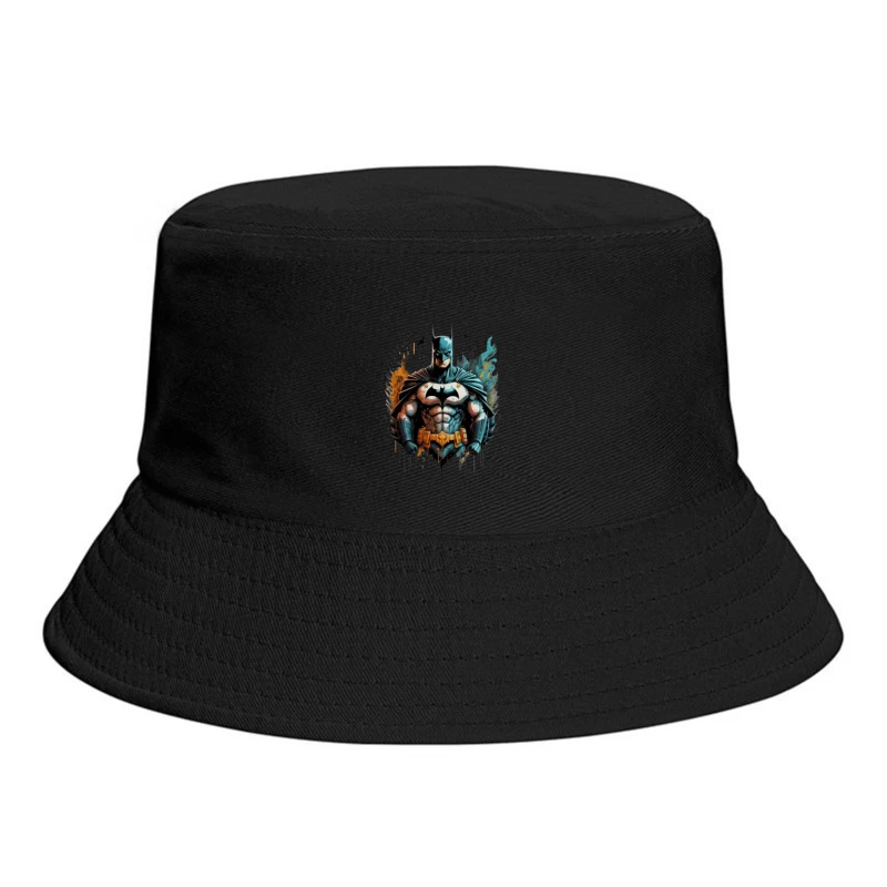 Dynamic Illustration of Batman Bucket Hat