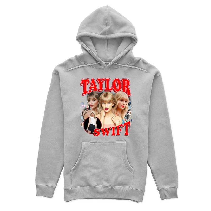 Pop Star Photo Collage with Red Typography Female Pullover Hoodie