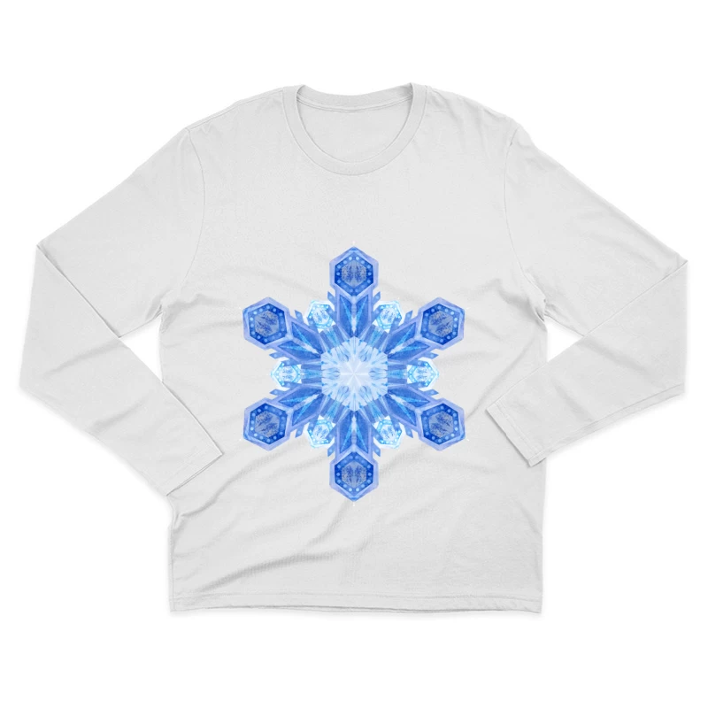 Flocon de neige géométrique bleu Homme Manches Longues T-Shirt