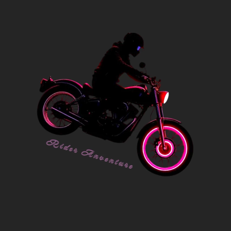 Neon-Glowing Vintage Motorcycle Rider Silhouette Male Pullover Sweatshirt