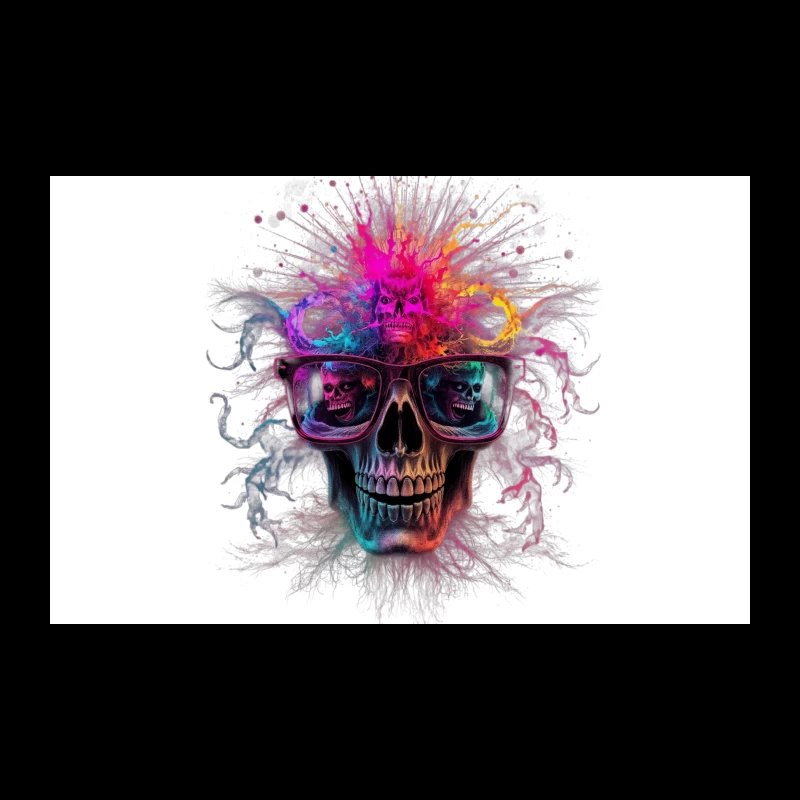 Psychedelic Skull with Reflective Sunglasses in Vibrant Colors Travel Mug