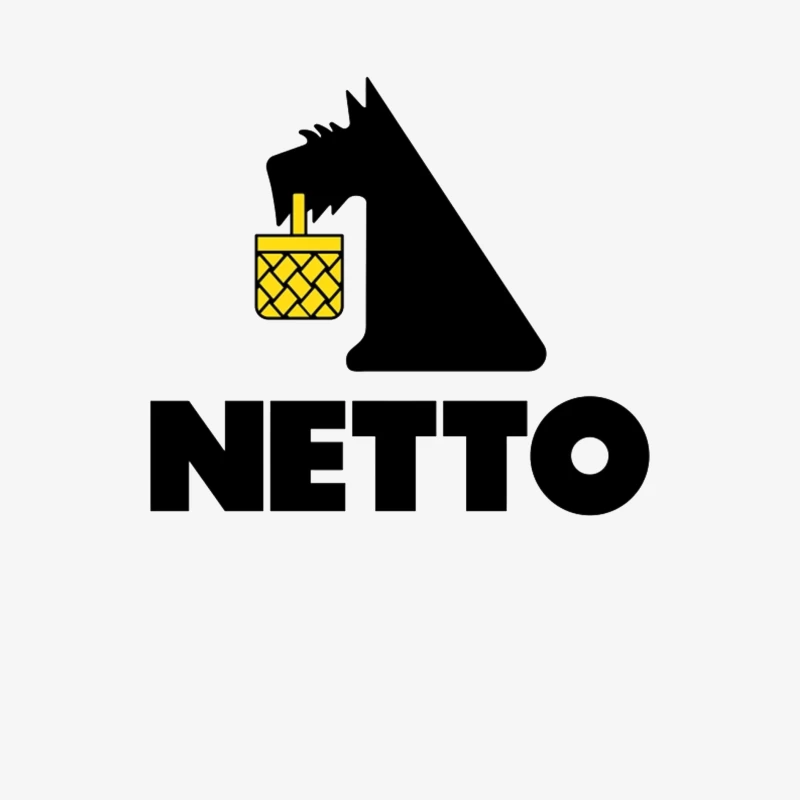 Netto Supermarket Logo with Black Dog and Yellow Basket Male Long Sleeve T-Shirt