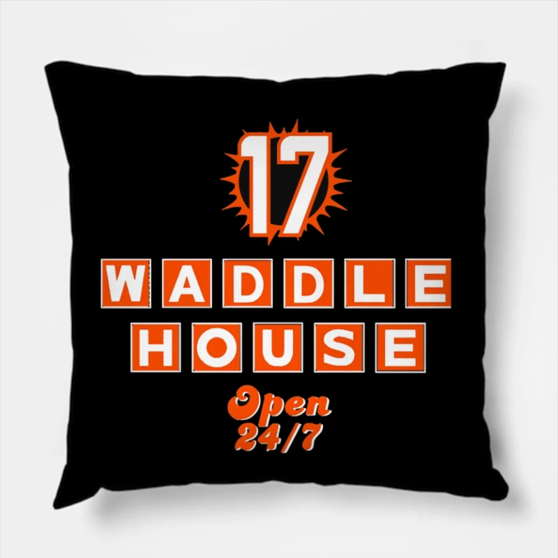 Waddle House 24/7 Restaurant Logo Design Throw Pillow