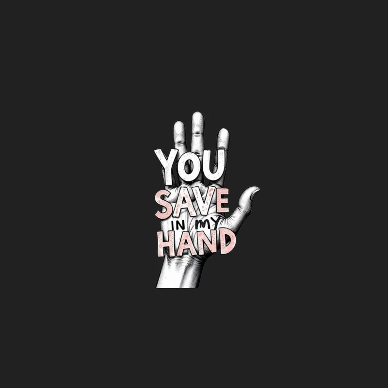 Hand-Drawn Typography: "You Save In My Hand" Artistic Illustration Bucket Hat