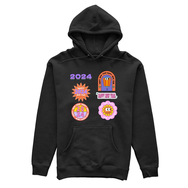 Fröhliches Neues Jahr 2024 mit bunten Grafiken Damen Pullover Hoodie