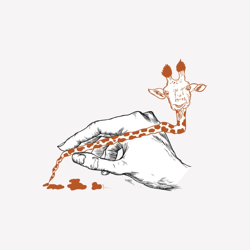Illustration créative d'une main et d'une girafe Femme T-Shirt