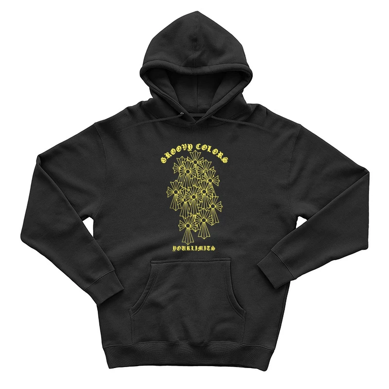 Retro Blumenmuster mit Schriftzug Herren Pullover Hoodie