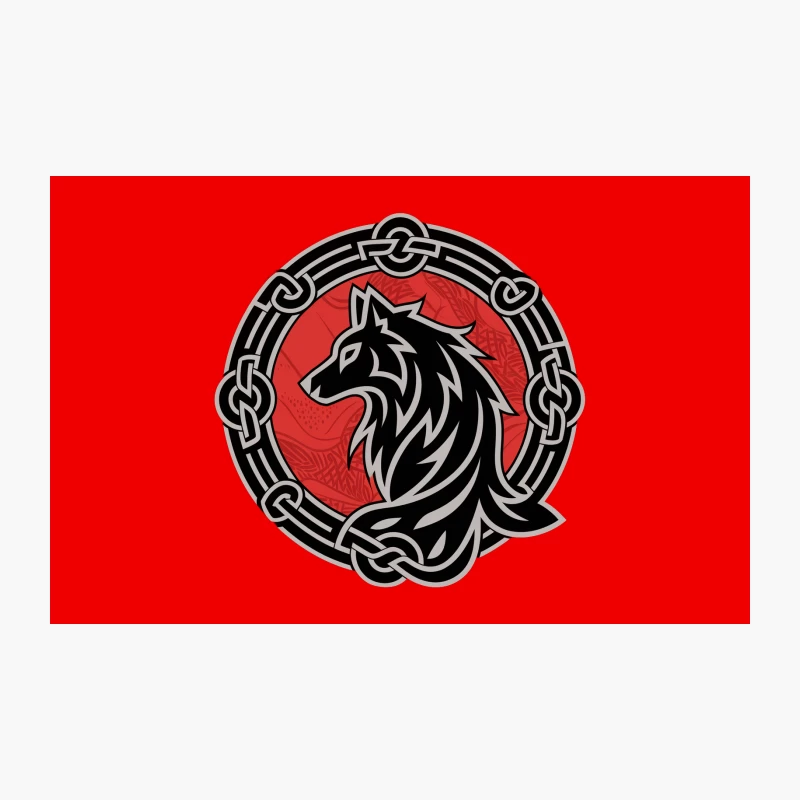 Tribal Wolf Logo with Celtic Knot Border Travel Mug