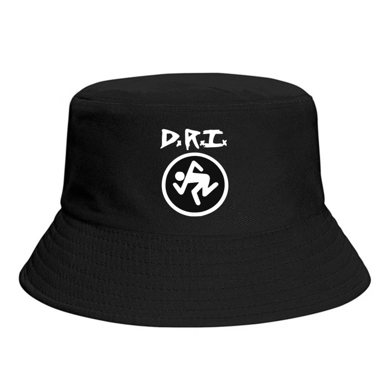 DRI Records Running Man Logo in Black and White Circle Bucket Hat