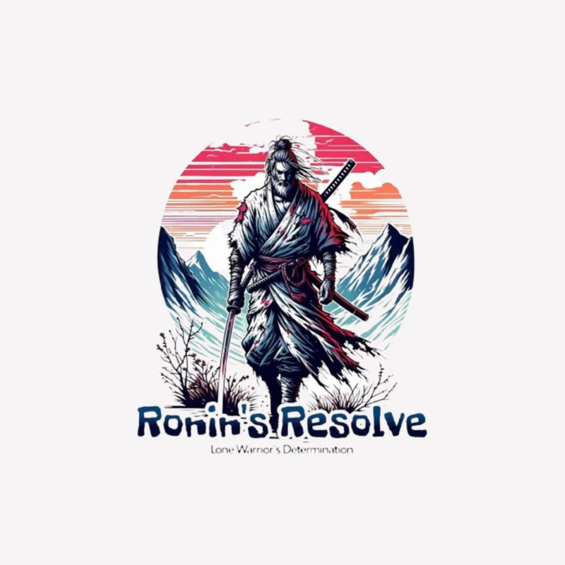 Lone Ronin's Resolve Against Mountain Sunset Male T-Shirt