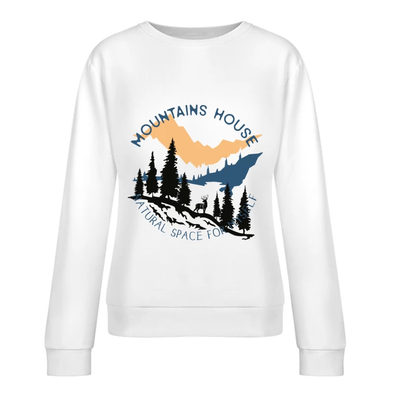 Berglandschaft mit Tier und Sonnenuntergang Damen Pullover Sweatshirt
