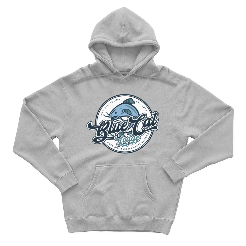 Blue Cat Lodge Restaurant & Bar Vintage Logo Design Male Pullover Hoodie