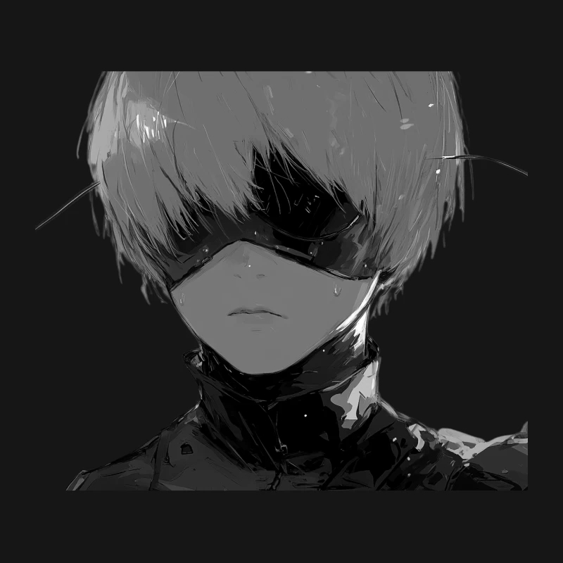 NieR:Automata Mysterious Monochrome Anime Character with Blindfold Mouse Pad