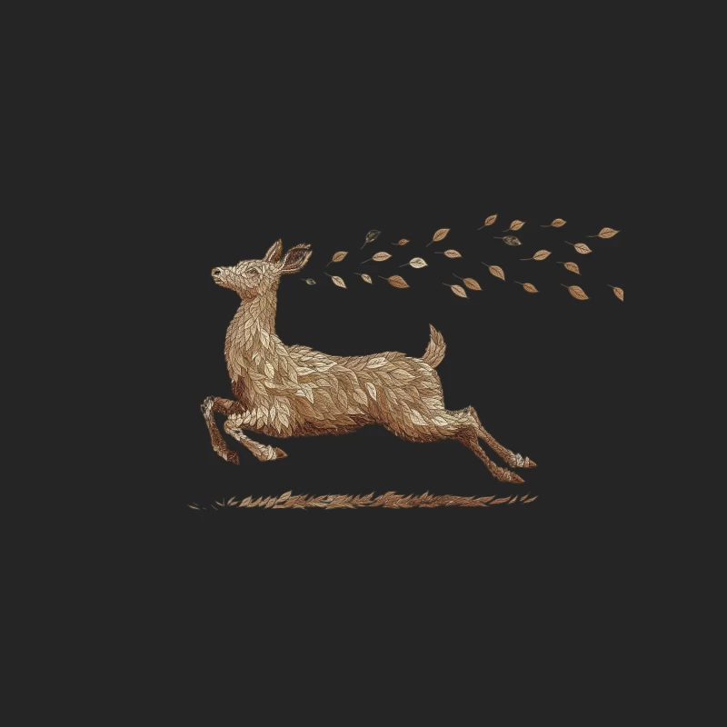 Autumnal Deer Illustration: Running Wildlife in Nature Male Pullover Sweatshirt