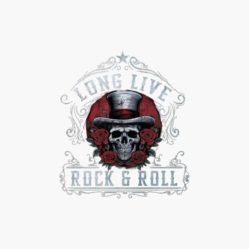 Long Live Rock and Roll Skull Design Cotton Tote Bag