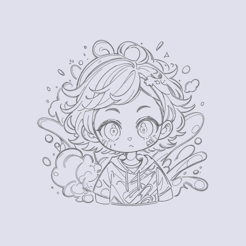 Chibi Character Surrounded by Water Mouse Pad