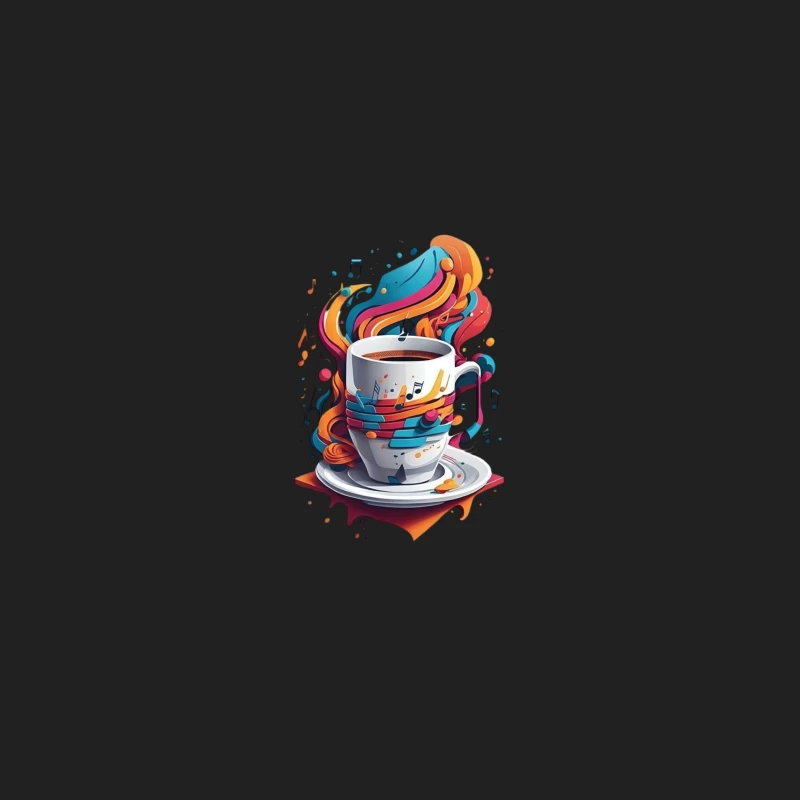 Colorful Coffee Cup with Musical Notes Bucket Hat