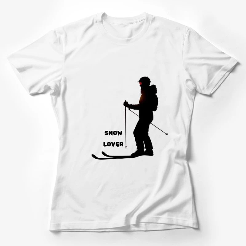 Silhouette of Snow Lover Skiing Female T-Shirt