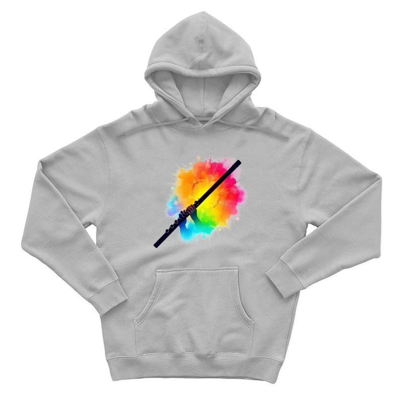 Rainbow Flute with Colorful Watercolor Splash Effect Male Pullover Hoodie