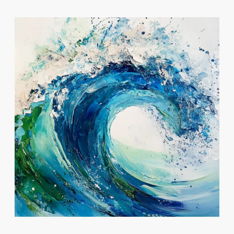 Dynamic Ocean Wave: Abstract Seascape in Blue and Green Throw Pillow