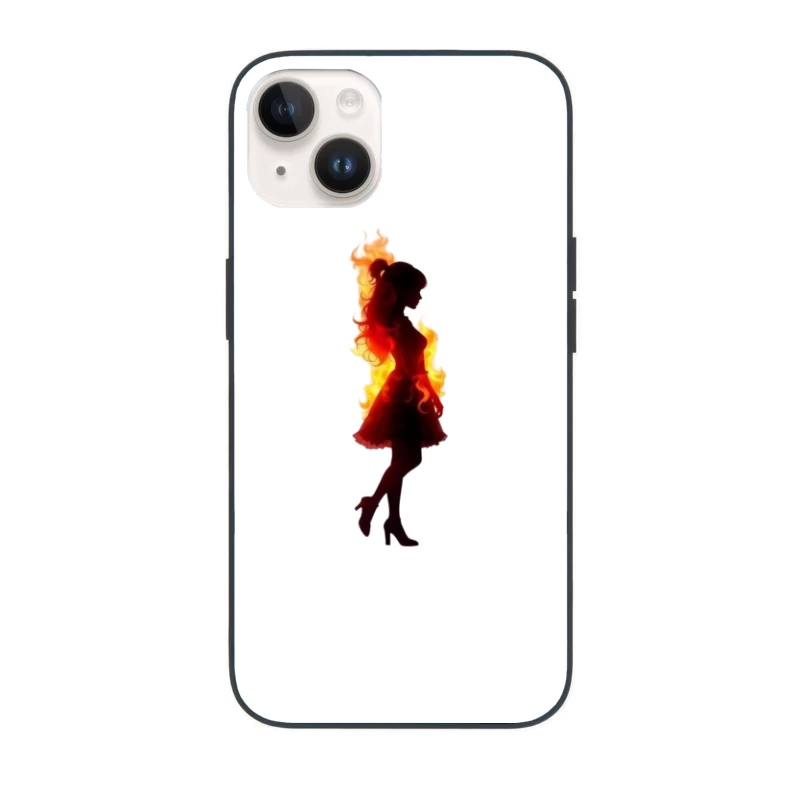 Fiery Female Silhouette in Elegant Dress iPhone Case