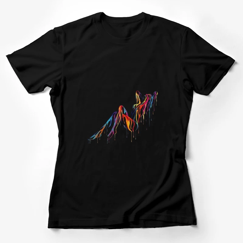 Colorful Dripping Abstract Mountain Art Female T-Shirt