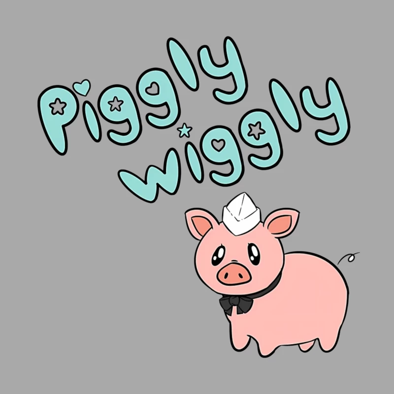 Cute Cartoon Pig with "Piggly Wiggly" Text Male Pullover Hoodie