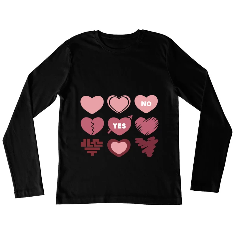 Verschiedene Herzsymbole Damen Langarm T-Shirt