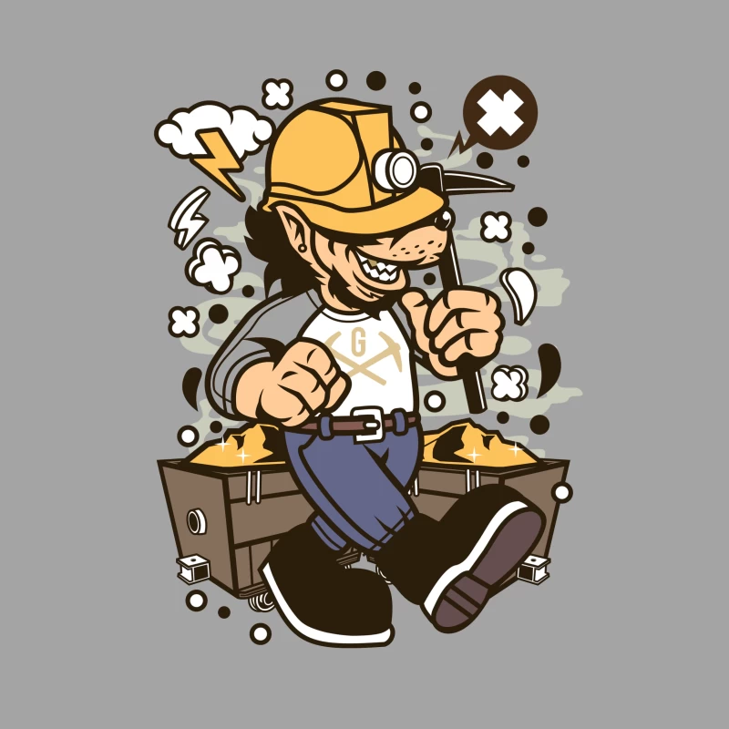 Mineur joyeux avec chariot d'or Femme T-Shirt