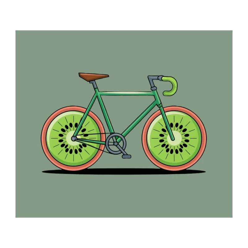 Creative Kiwi Fruit Bicycle Illustration Tapestry