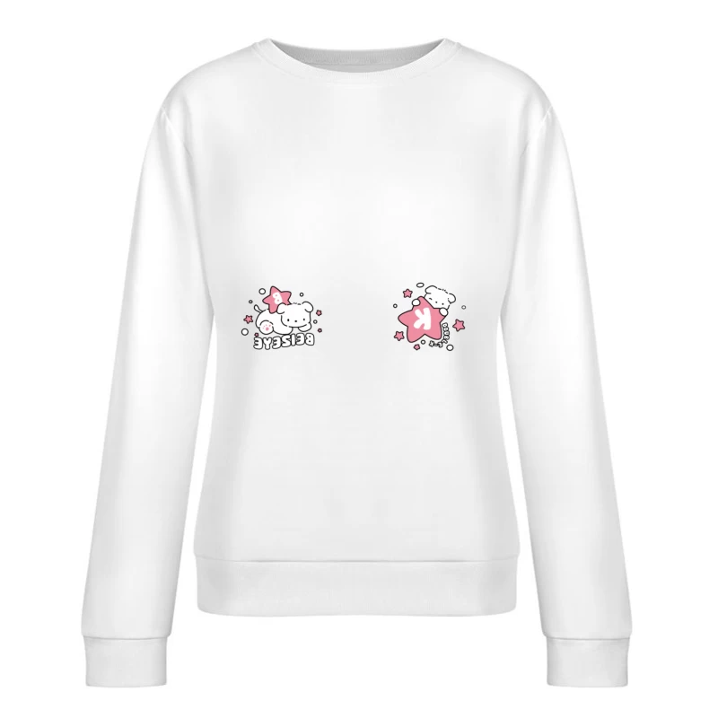 Niedlicher Welpe mit rosa Stern Damen Pullover Sweatshirt