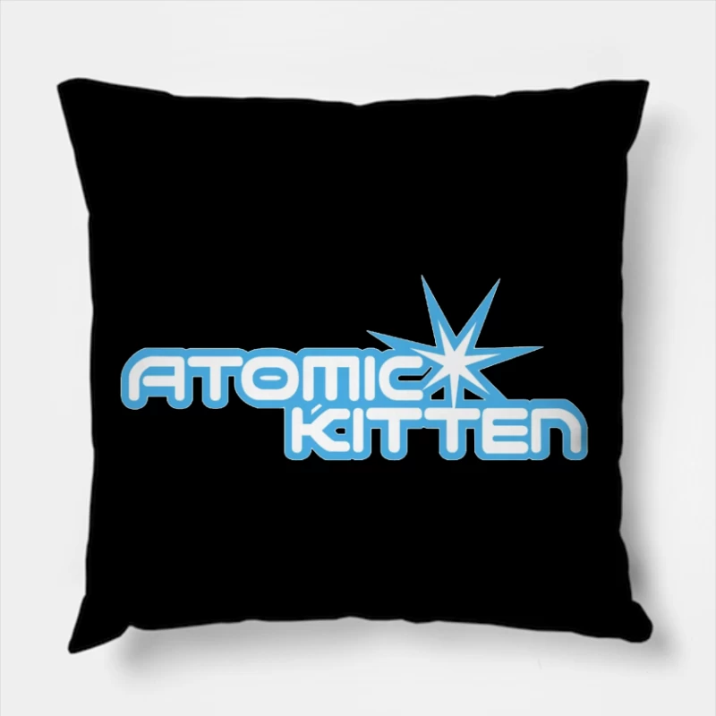 Atomic Kitten Blue Retro Logo Design Throw Pillow