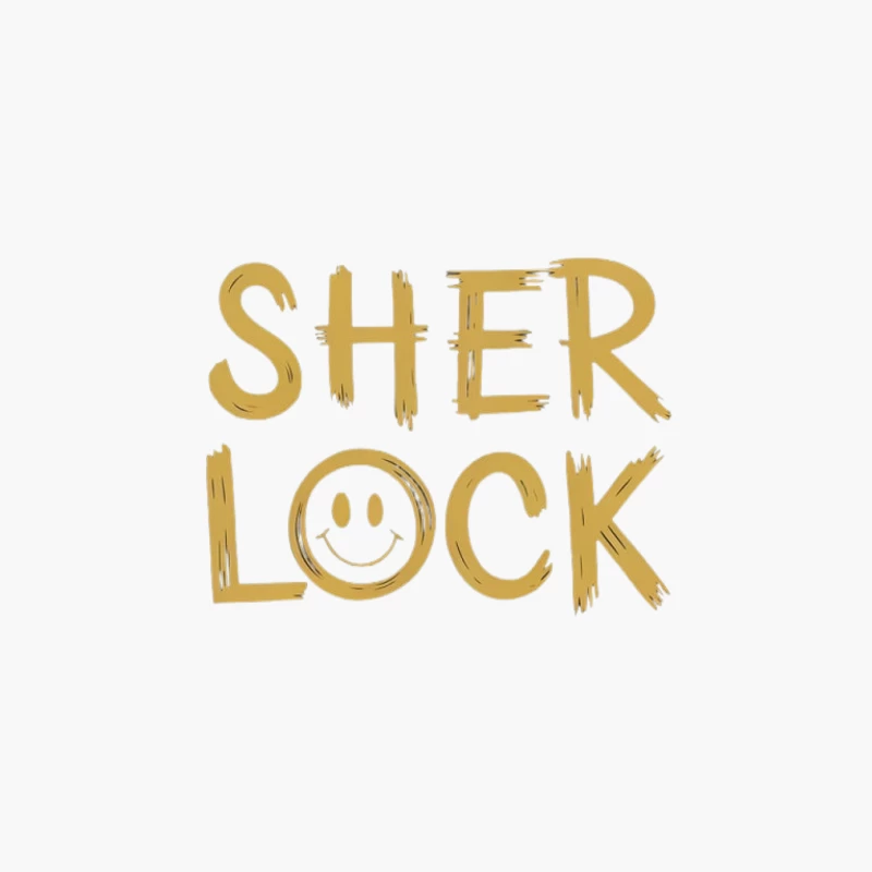 Minimalist Gold Sherlock Typography with Smiley Face Cotton Tote Bag
